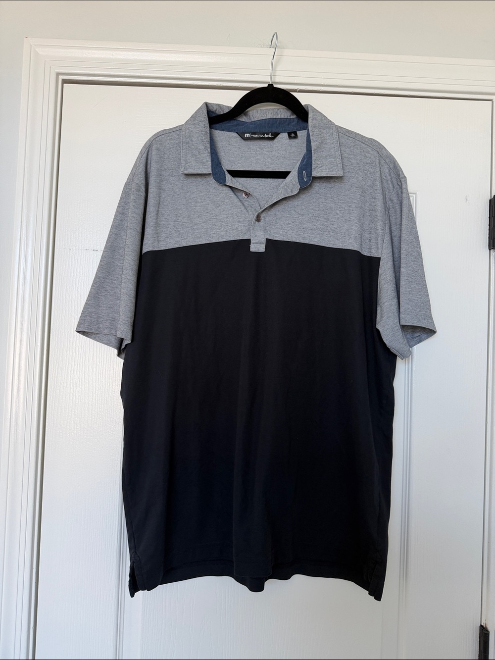 Travis Mathew Two-Tone Gray and Black Polo